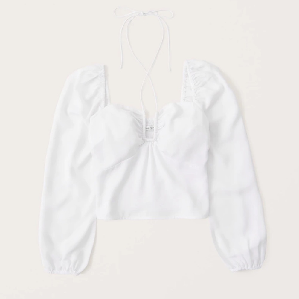 Abercrombie and Fitch Long-Sleeve Faux Silk Cinched Top